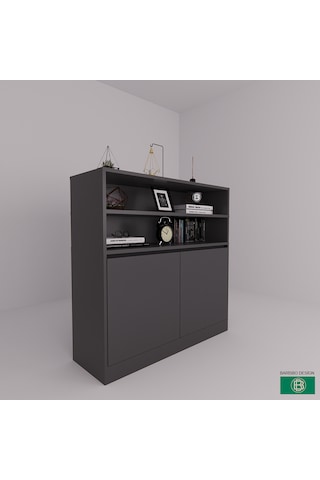 Çok Amaçlı Saklama Dolabı Kapaklı Ve Raflı Antrasit
