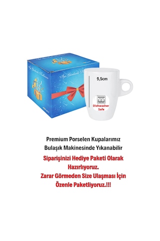Yılbaşı Hediyesi Mutlu Yıllar Christmas İsimli Baskılı Porselen Latte Kupa Bardak Beyaz Beyaz
