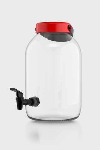 Renga Macro 5000 Ml Kırmızı Kapaklı Musluklu Cam Kavanoz 131002 Kırmızı