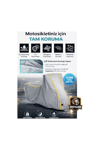 Kanuni Seha 150 Topcaseli Gri-sarı Dikişl.kilitli Motor Brandası.