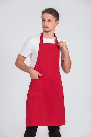 Erkek Boyundan Asmalı Barista Şef Mutfak Önlüğü Kırmızı