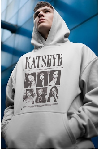 Sevbano Katseye K-pop Müzik Grubu Ön Baskılı Unisex Oversize Premium Hood beyaz