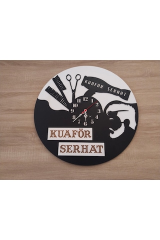 Kuaforler İçin Şık Ve Modern Duvar Saati No1042 Siyah
