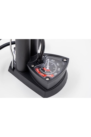 Raptor M34b-01 Dikey Ayak Pompası Analog Göstergeli Yüksek Basınçlı Bisiklet Pompası Siyah Renk
