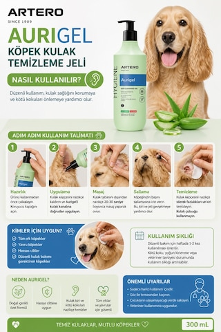 Aurigel Köpek Kulak Temizleme Jeli 300 Ml