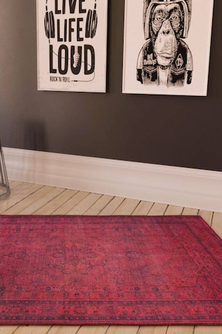 Dorian Eskitme Desenli Dokuma Taban Dekoratif Kırmızı Halı (Al 29