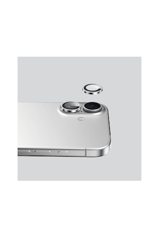 Apple Uyumlu iPhone 17 Metal Çerçeveli Temperli Kamera Lens Koruyucu Gümüş