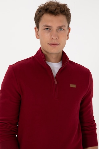 U.S. Polo Assn. Erkek Regular Fit Yarım Fermuarlı Bordo Basic Sweatshirt 50313802-VR014
