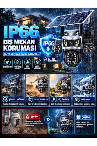 Dobest 4g Sım Kartlı 4k 5 Lensli 8x Zoom Ptz Solar Güvenlik Kamerası V380 Pro Güneş Enerjili Dış Mekan Kamera