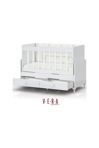 Anne Yanı Sallanır Bebek Beşiği, Mavi Uyku Setli, Yataklı, Çekmeceli 60 X 120 Mavi