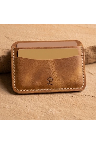 Parla Leather Simona El Yapımı Hakiki Deri Kart Cüzdan Taba - Kahverengi