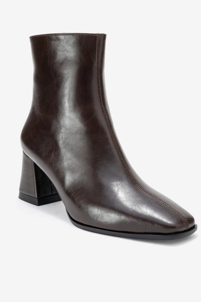 Luvishoes Luvi Shoes Arven Kahverengi Cilt Kadın Kalın Topuklu Bot Kahverengi Deri