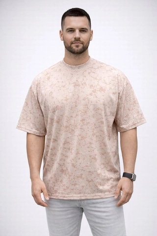 Wear Vexel Erkek Premium Tişört Osy Yumuşak Dokulu Yıkamalı Oversize T-shirt - Bej Çok Renkli