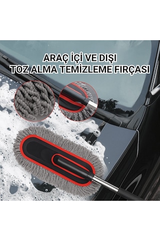 Polham Teleskopik Saplı 2 Adet Temizlik Fırça Seti İz Bırakmaz, Çizmez Toz Alma Mikrofiber Temizlik Fırçası
