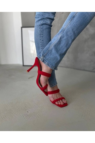 Moopi İnce Bantlı Stiletto Sandalet / Abiye Sandalet Kırmızı / Canlı Kırmızı Moopi İnce Bantlı Stiletto Sandalet / Abiye Sandalet Kırmızı / Canlı Kırmızı