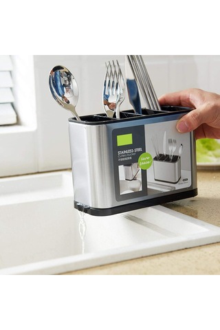 Gajeena Sanwan 4 Bölmeli Paslanmaz Çelik Mutfak Eşyası Organizer, 18x8.6x13 Cm Diğer