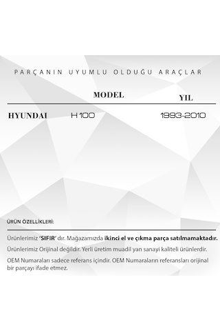 Hyundai H100 İçin Hava Filtre Alt Tapası