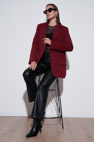 Lela Relaxed Fit Mono Yaka Cepli Blazer Bayan Ceket 611Bc00132 Bordo