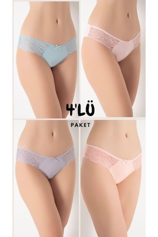 Kadın Dantelli 4'lü Karışık Renk Külot Asorti-2 C3t0n0o408 001