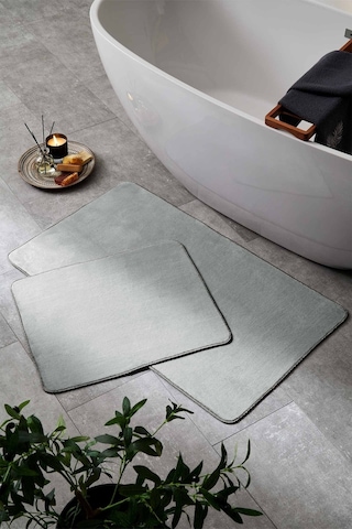 Simple 2'li Banyo Paspası Gri