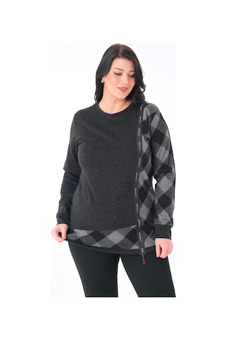 Lady Majestic Kadın Büyük Beden Sweatshirt Antrasit