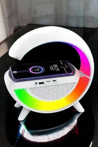 Mey İthalat Bluetooth Hoparlör Dijital Göstergeli Wireless Şarj Rgb Işıklı