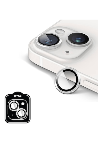 Apple Uyumlu iPhone 14 / 14 Plus İçin Ipg Kamera Lens Koruyucu - Gümüş