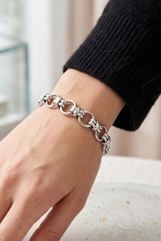 Kalın Örgü Zincir Model Silver Çelik Bileklik Unisex Bileklik Erkek Kadın Bileklik 777 Serisi