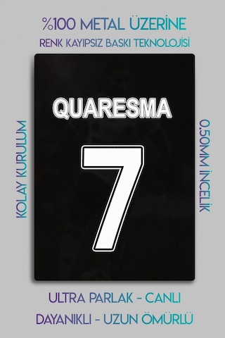 Ricardo Quaresma 7 Numara - Metal Parlak Dekoratif Sporcu Duvar Tablosu