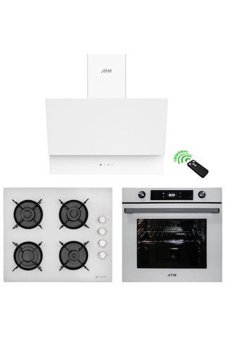 Eminçelik ve AFM Tech 12 226 + FM7701 + FM3401 Ankastre Set Beyaz