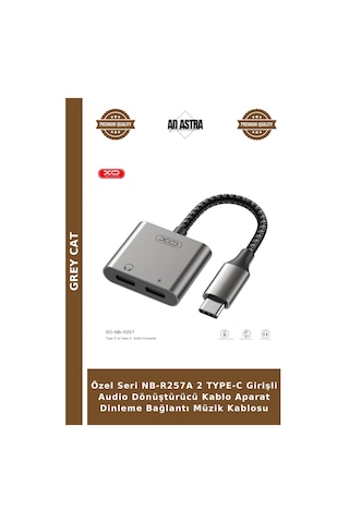 Özel Seri Nb-r257a 2 Type-c Girişli Audio Dönüştürücü Kablo Aparat Dinleme Bağlantı Müzik Kablosu