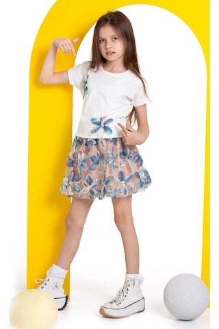 Kız Çocuk Zambak Detaylı Etekli Takım Mavi