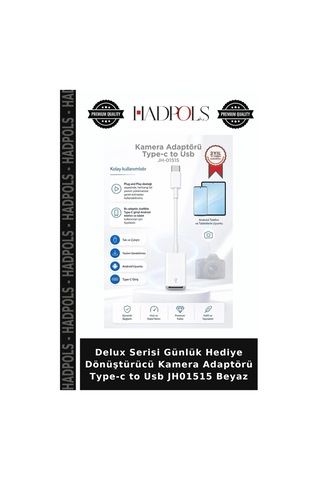 Delux Serisi Günlük Hediye Dönüştürücü Kamera Adaptörü Type-c To Usb Jh01515 Beyaz