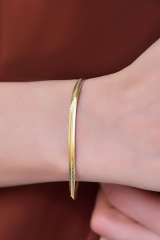 Papatya Silver 925 Ayar Gümüş Gold Kaplama Yassı İtalyan Zinciri Bileklik