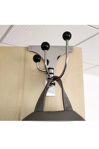 Elmpaly Küçük Numara Kolay Monte Edilen Kapı Askısı 3 Kancalı Metal Giysi Askısı Yatak Odası Yurt Dolap Düzenleme Modern Pürüzsüz Metal Yüzey Ahşap