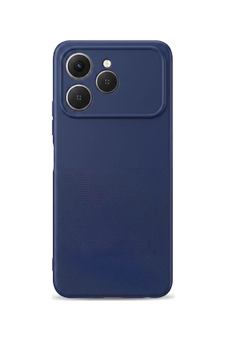 Tecno Spark 40 Uyumlu Kamera Korumalı Silikon Telefon Kılıfı Darbe Emici İçi Kadife Tırtıklı Kaymaz Yüzeyli Yumuşak Kılıf-54283 Lacivert
