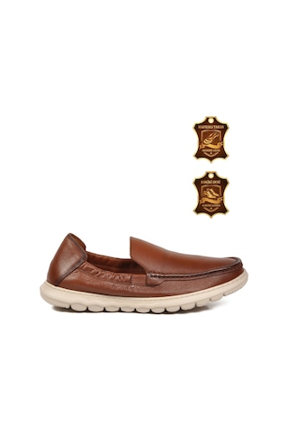 Voyager Taba Erkek Hakiki Deri Smart Casual Loafer Ayakkabı Hafızalı Rahat Taban Sensitive M599 M