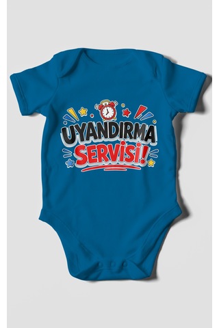 Morivokids Uyandırma Servisi Kısa Kollu Bebek Body %100 Pamuk Koyu Mavi