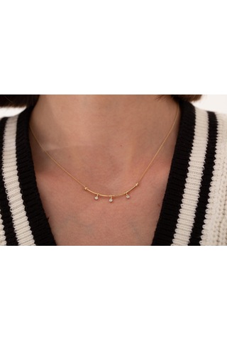 Reis T10343 Trio Line Kolye Altın