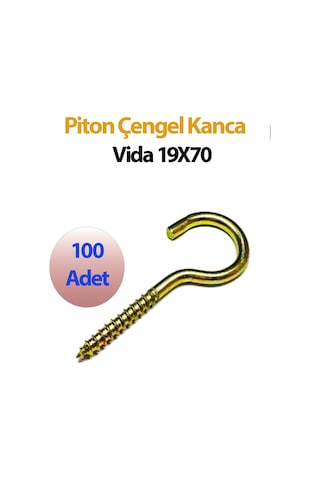 Piton Çengel Kanca Vida 19x70 Mm 100 Adet Diğer