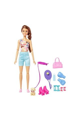 Bebek Ve Aksesuarlar Yavru Köpeği, Spor Kıyafetleri, Patenleri Ve Tenis Raketiyle Barbie Bebek Hkt91 Genel