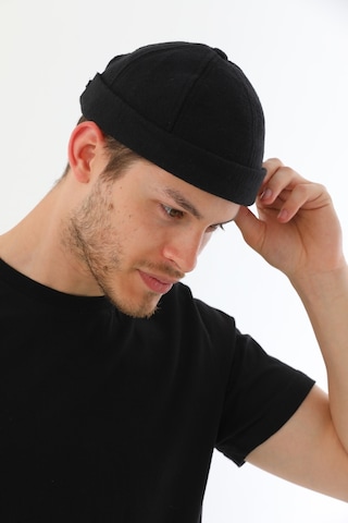 Kaşe Siyah Arkadan Ayarlı Retro Hip-hop Takke Şapka Siyah