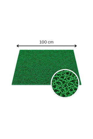 Kıvırcık Paspas 14 Mm 100x100 Cm Yeşil Pvc Kaymaz Tabanlı