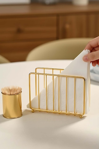 Gold Kafes Metal Peçetelik Gold