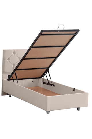 Glamis Tek Kişilik Baza Başlık Letto Yatak Seti - Krem 90 x 190