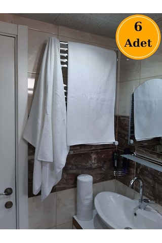 Otel Banyo Havlusu Büyük Boy Beyaz 90x145 Cm 6 Ad Beyaz