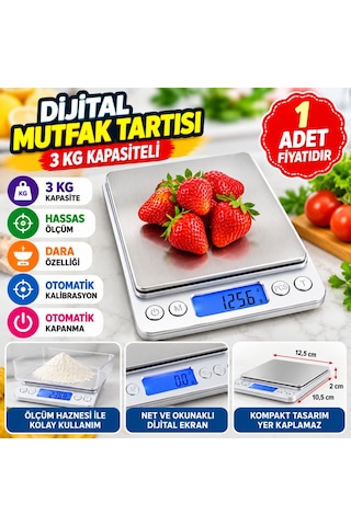 Kahveci.store Elektronik 3 Kg Kapasiteli Dijital Hassas Kantar Mutfak Tartısı Terazi Adet Fiyatıdır 22 Çok Renkli