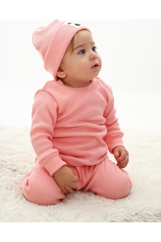 My Kids Wear Fitilli Unisex Bebek - Çocuk Üçlü Takım Krem - Kiremit