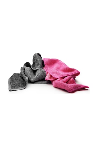 Hobee 2'li Kareli Simli Ovma Bezi 40x40 320gsm - Pembe/Gri