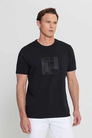 Altınyıldız Classıcs Erkek Sıyah Pamuklu Slim Fit Dar Kesim Baskılı Esnek Tişört SIYAH